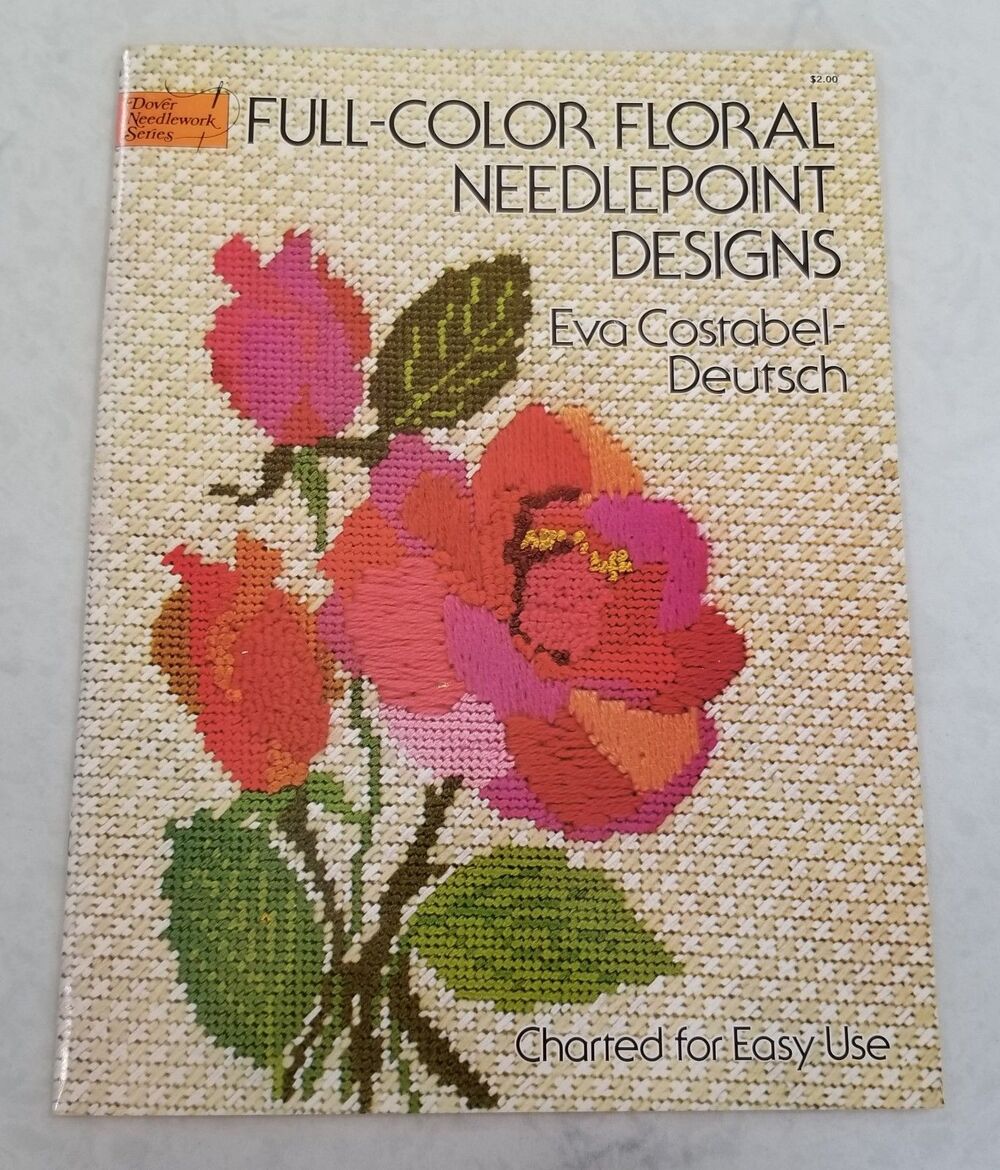1976 Full-Color Floral Needlepoint Designs Dover Paperback Vintage